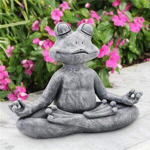 12.5" L×10" H Meditating Yoga Frog Statue - Gifts for Women/Mom, Zen Garden